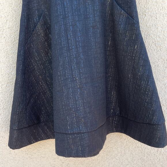 ICB New York Black Shimmery Dress 6 Cutout Pockets - Picture 2 of 7